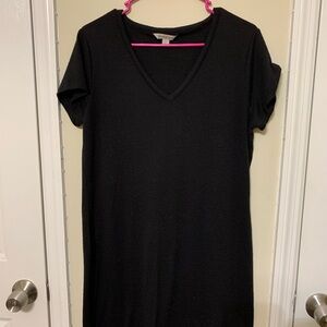 Calvin Klein Black Midi Sheath Dress with V-Neck